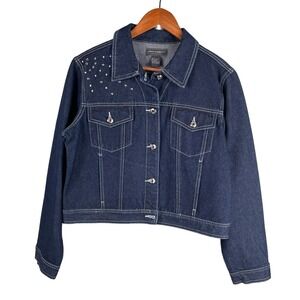 Jamie Nicole Collection Denim Set Studded Jacket and Jeans Dark Wash Blue‎ L 12